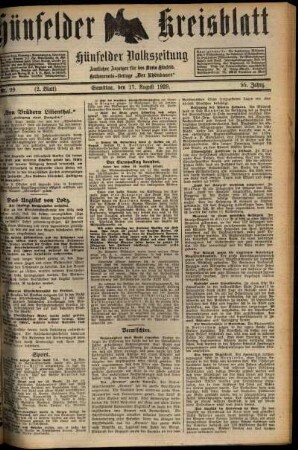Zweite Ausgabe vom Samstag, den 17. August 1929.