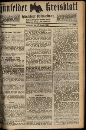 Zweite Ausgabe vom Samstag, den 17. August 1929.