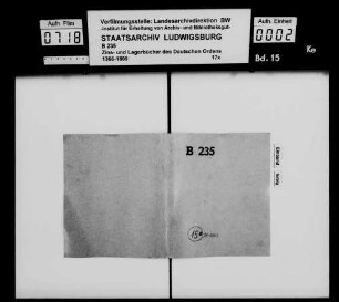 Zinsregister des Dominikanerklosters Mergentheim, angelegt unter Prior Esaias Mayer