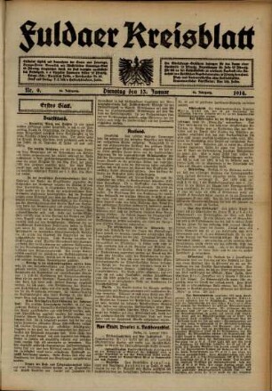 Erste Ausgabe vom Dienstag, den 13. Januar 1914.