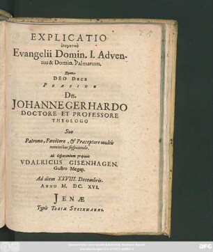 Explicatio elenktikē Evangelii Domin. I. Adventus & Domin. Palmarum