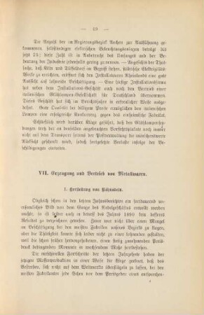 VII. Erzeugung und Vertrieb von Metallwaren.