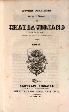 Oeuvres complètes de Chateaubriand, 22[,2]. Moïse