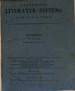 Allgemeine Literatur-Zeitung : ALZ ; auf das Jahr ..., 1820, 3