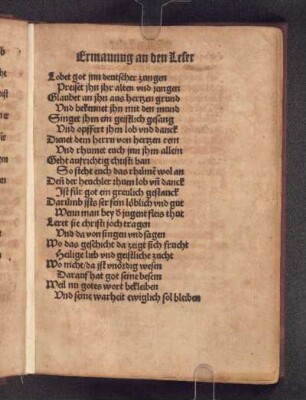 Ermanung an den Leser