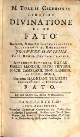 De Divinatione et de fato