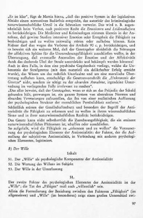 51. Der Wille als psychologische Komponente der Antisozialität