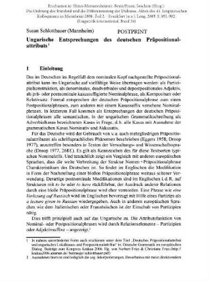 Ungarische Entsprechungen des deutschen Präpositionalattributs