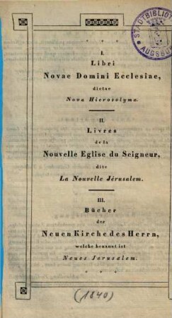 Bücher der Neuen Kirche des Herrn, welche benannt ist Neues Jerusalem