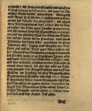 Extract-Schreiben Auß unterschiedlichen Orthen betreffent des Königreichs Polen Unruhe