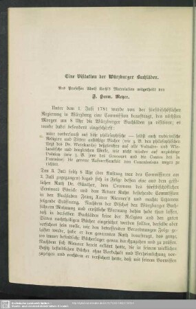 Eine Visitation der Würzburger Buchläden
