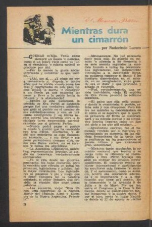Mientras dura un cimarrón : El momento político