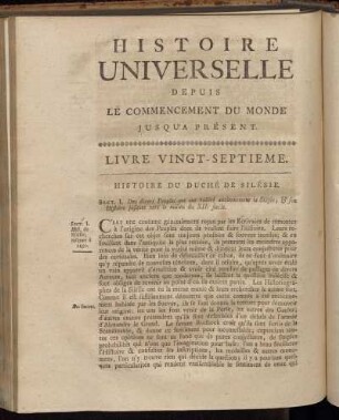 Livre Vingt-Septieme. Histoire du Duché de Silésie.