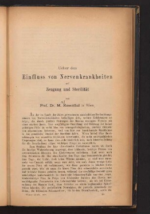 Ueber den Einfluss von Nervenkrankheiten auf Zeugung und Sterilität