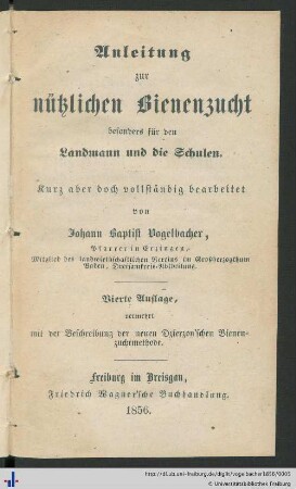 Anleitung zur nützlichen Bienenzucht : besonders für den Landmann und die Schulen