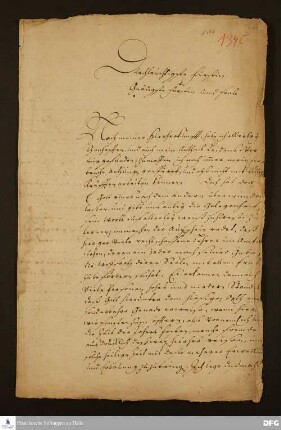 Brief von Johann Daniel Herrnschmidt an Henriette Dorothea v. Nassau-Idstein.