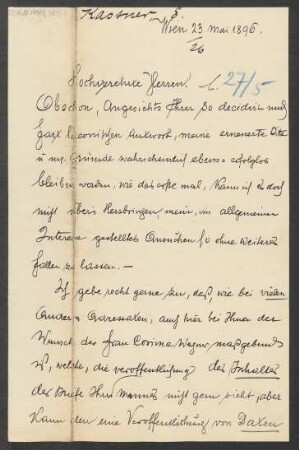 Brief an B. Schott's Söhne : 23.05.1896
