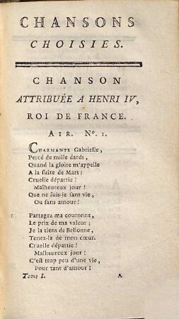 Chansons Choisies, Avec Les Airs Notés, 1