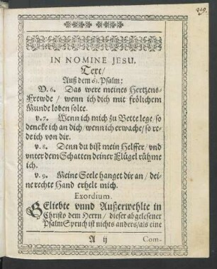 Text/ Auß dem 63. Psalm: