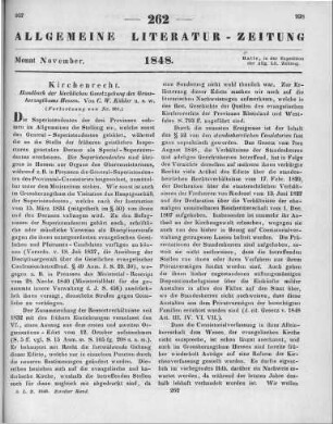 Köhler, K. W.: Handbuch der kirchlichen Gesetzgebung des Großherzogthums Hessen. Bd. 2. Darmstadt: Diehl 1848 (Fortsetzung von Nr. 261)