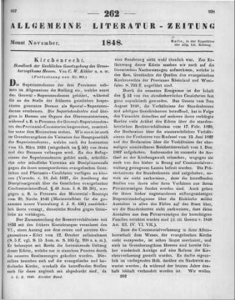 Köhler, K. W.: Handbuch der kirchlichen Gesetzgebung des Großherzogthums Hessen. Bd. 2. Darmstadt: Diehl 1848 (Fortsetzung von Nr. 261)