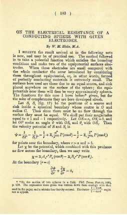 On the electrical resistance of a conducting sphere with given electrodes.