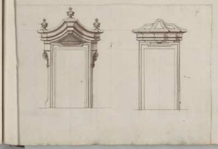 Fenster, Aufrisse : Fenster, Aufrisse, unbekannter Zeichner, 1. Hälfte 18. Jh. Feder, Graphit, Pinsel in Wasserfarbe/Papier. 21,9 x 32 cm.