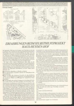 Erfahrungen beim Selbsthilfeprojekt Haus-Heyden-Hof