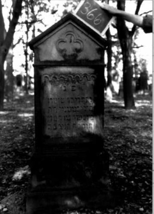 Grabstein 366 (Index: 100111889) Material: Sandstein Zustand: gut Maße HxBxT: 138x55x26 cm Beschreibung: Stele, getreppter Sockel, giebelartiger Abschluß mit Verdachung, Schriftfeld eingetieft Symbolik: stilisierte Blüte, gestelztes Rundbogenfries: Grabstein 366