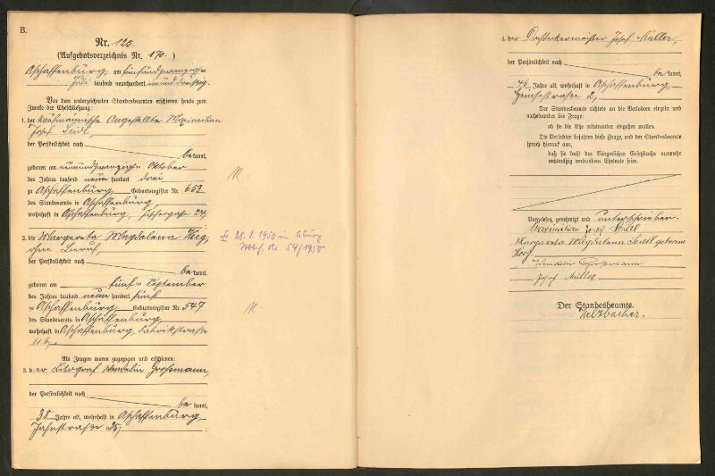 Standesamtsbuch der Stadt Aschaffenburg: Eheschließungen 252/1930 - 130/1931