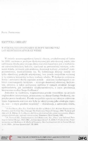 12: Krytyka obrazu : w stronę neoawangardy Europy Środkowej lat sześćdziesiątych XX wieku