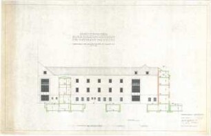 Gsaenger, Gustav; München, Theatinerstr.; Bayerisches Kultusministerium, Erweiterung - Erweiterungsbau Ausführungsplan, Kirchentrakt Nordseite (Schnitt)