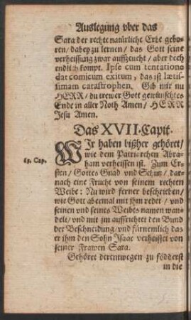Das XVII. Capit.