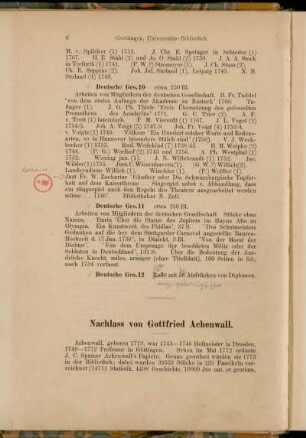 Nachlass von Gottfried Achenwall. [Cod. Ms. Achenw. 1 - 2° Cod. Ms. Achenw. 220]