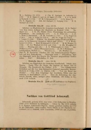 Nachlass von Gottfried Achenwall. [Cod. Ms. Achenw. 1 - 2° Cod. Ms. Achenw. 220]