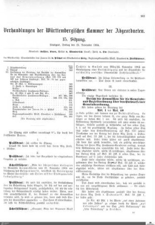 15. Sitzung, Stuttgart, 25.11.1904