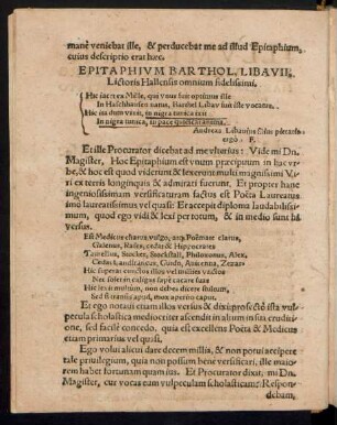 Epitaphium Barthol. Libavii ...