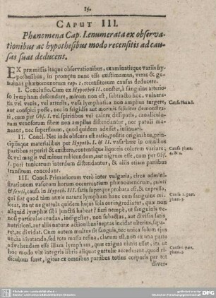Caput III. Phanomena Cap. I. enum erata ex observationibus ac hypothesibus modo ...