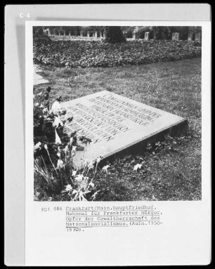 Mahnmal für Frankfurter Bürger im Gedenken an die Opfer der Gewaltherrschaft des Nationalsozialismus
