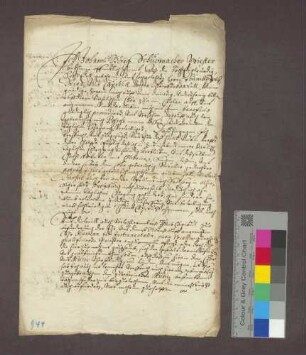 Revers des Priesters Johann Georg Schumacher bei seiner Einsetzung als Kaplan des Domstift Basel.