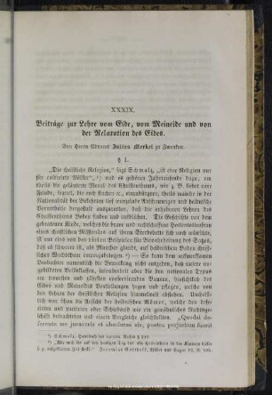 XXXIX. Beiträge zur Lehre vom Eide, vom Meineide und von der Rekaxation des Eides