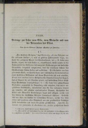 XXXIX. Beiträge zur Lehre vom Eide, vom Meineide und von der Rekaxation des Eides