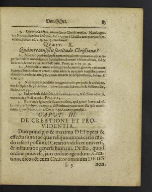 Caput III. De Creatione Et Providentia.