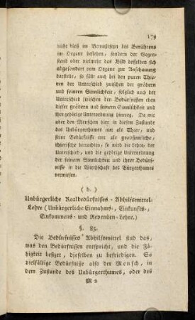 179-188, (b.) Unbürgerliche Realbedürfnisses-Abhilfsmittel-Lehre [...]: §§. 85.-93.
