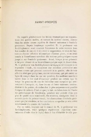 Contributions à l'étude de l'embolie graisseuse : Diss.-inaug.