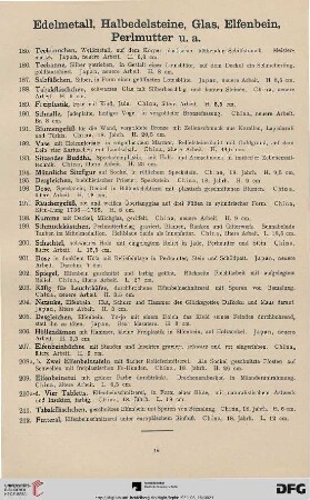 Edelmetall, Halbedelsteine, Glas, Elfenbein, Perlmutter u.a. (Nr. 185-212)