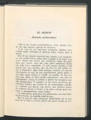 El crispín : (Leyenda mediterránea)