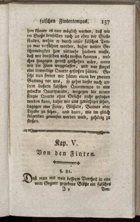 Kap. V. Von den Finten.