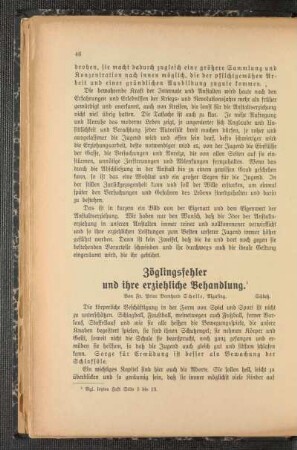 Zöglingsfehler und ihre erziehliche Behandlung : Schluß