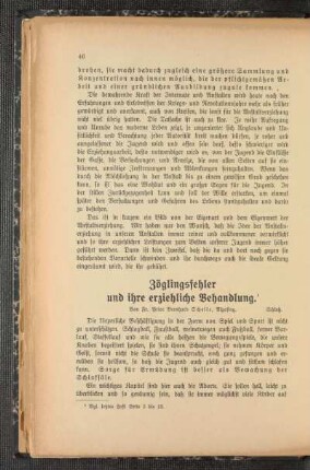 Zöglingsfehler und ihre erziehliche Behandlung : Schluß